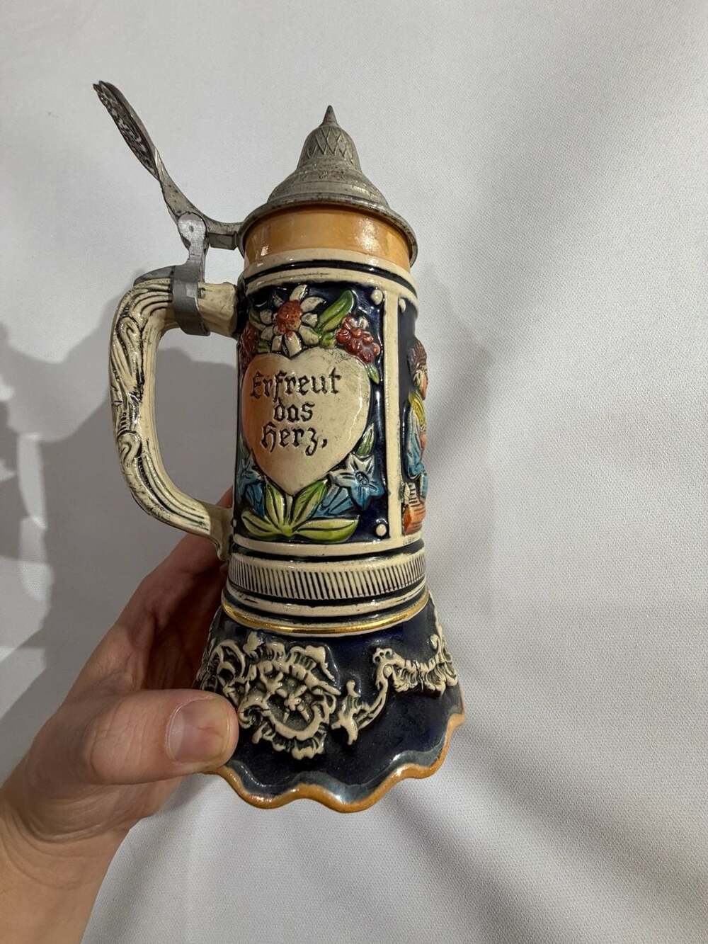 Vintage German Lidded Musical Beer Stein Tankard